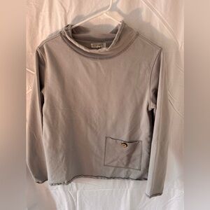 Escape Habitat XS Mock Neck Sweatshirt gray Cotton Blend Pocket Top